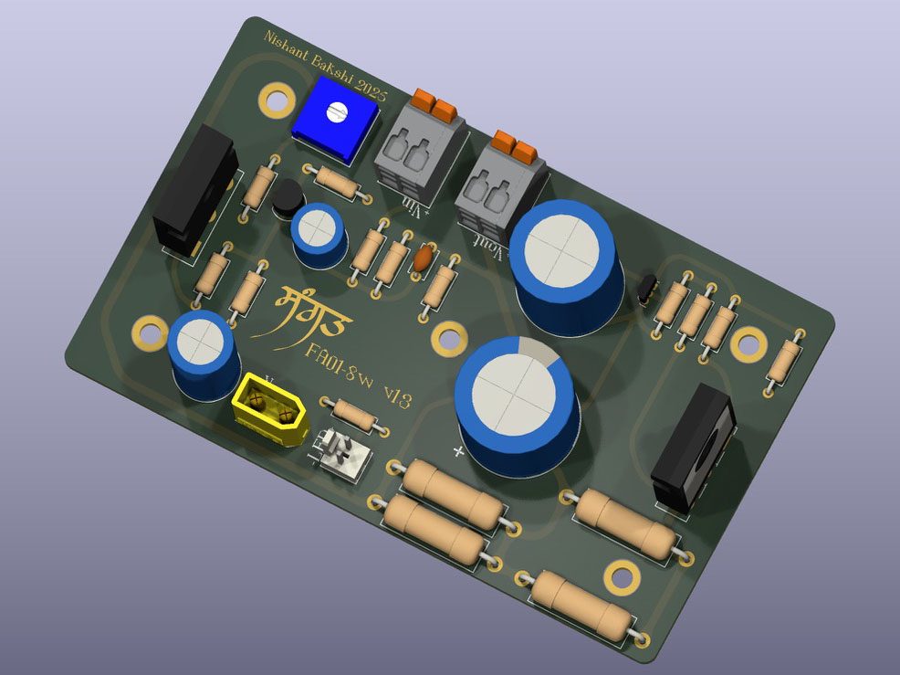CAD render of the amplifier PCB