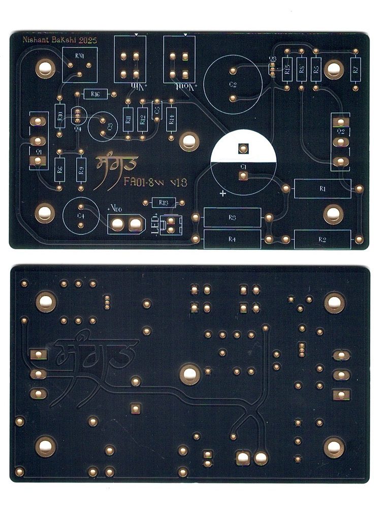 Amplifier PCB, top and bottom