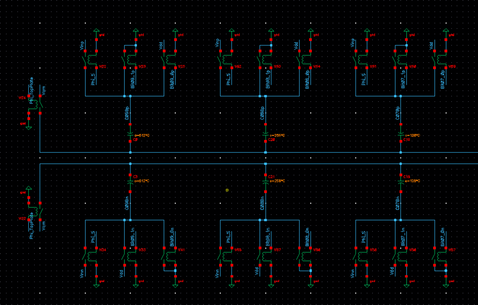 Differential CDAC schematic